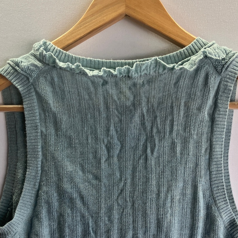 Banana Republic Women's Blue-Green Ruffle Tank Top - Picture 5 of 5